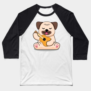 Pug Play Guitar Baseball T-Shirt